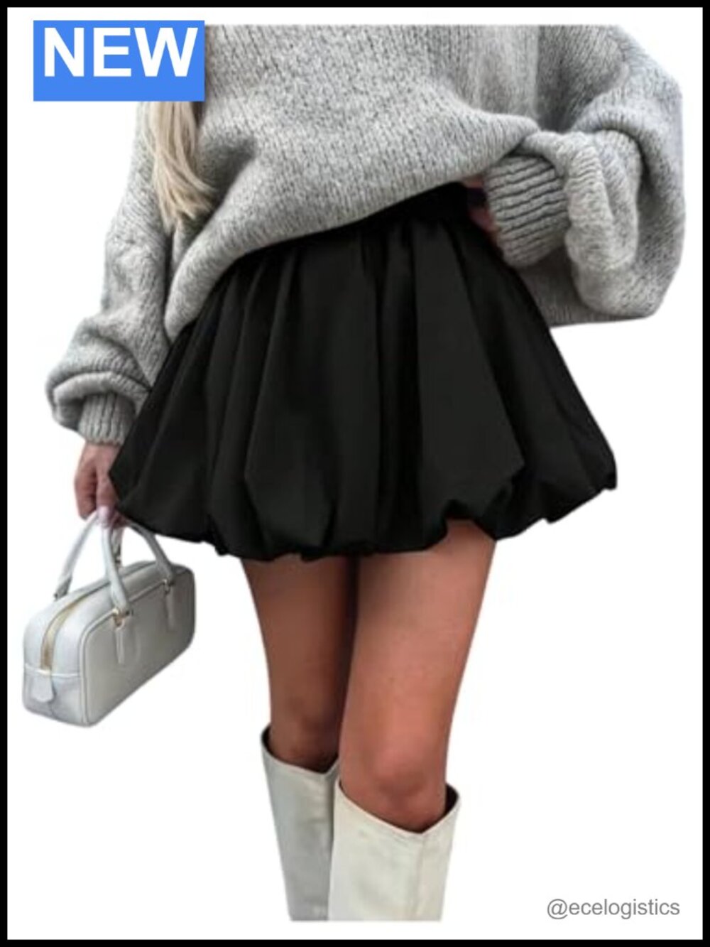 Y2K Bubble Mini Skirt Pleated Hem Puffy Trendy Elastic Waist Cute Skirt